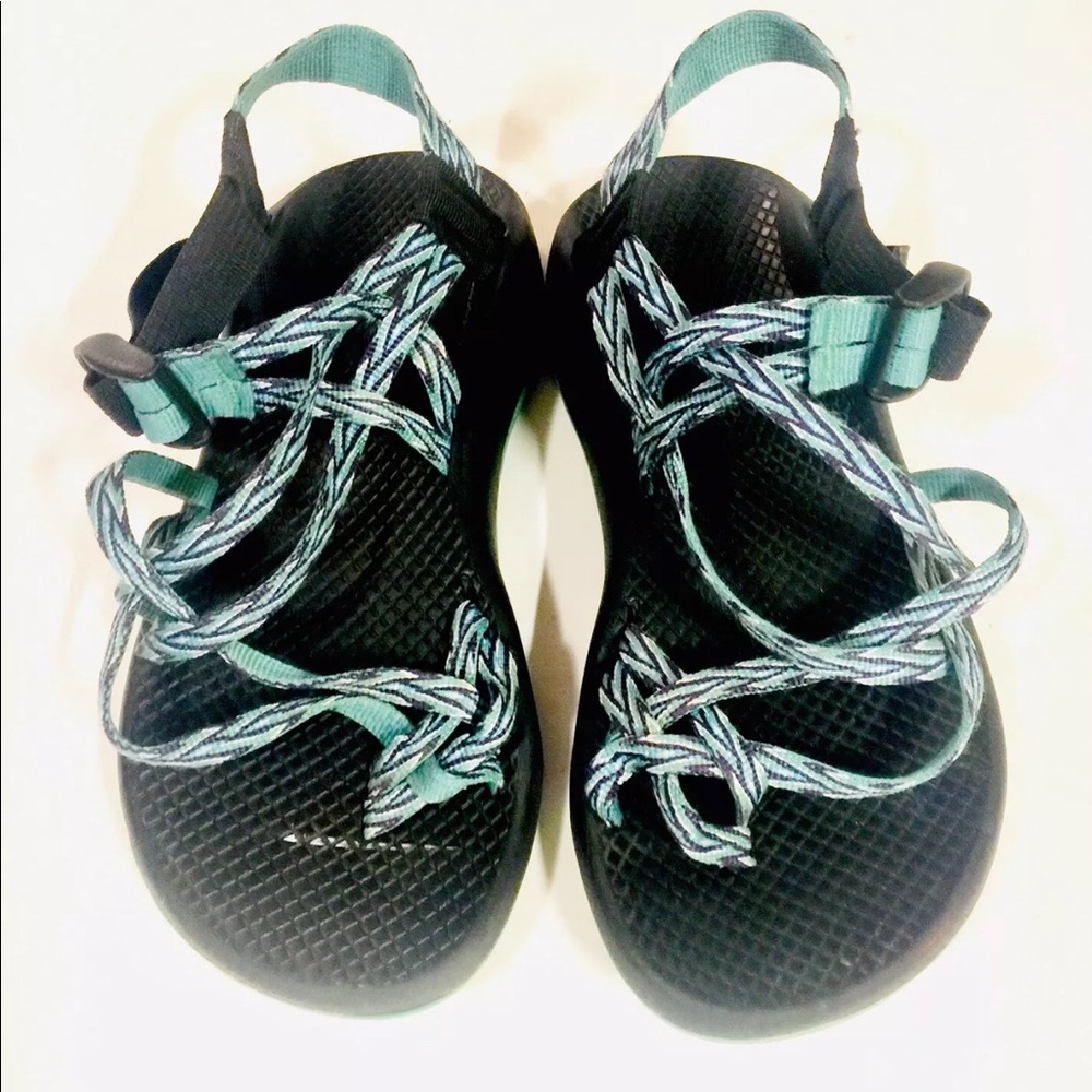 Chaco Womens US 7 W Green And Blue Casual Sandals